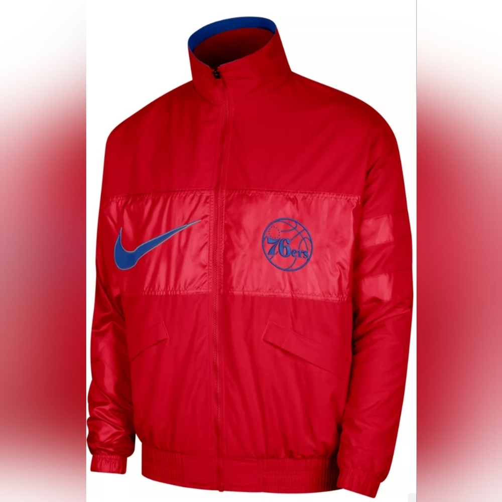 New Nike Philadelphia 76ers Red Courtside Lightweight Jacket Men's Size XL